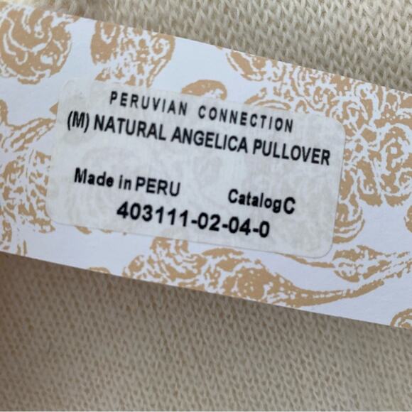 Peruvian Connection NWTs Angelica Pullover Open Back Cream Sweater Medium Alpaca - Picture 5 of 8